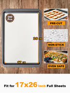 SMARTAKE 200 Pcs Parchment Paper Baking Sheets, 17x26 Inch Non-Stick Precut Baking Parchment, Suitable for Baking Grilling Air Fryer Steaming Bread Cup Cake Cookie and More (White)
