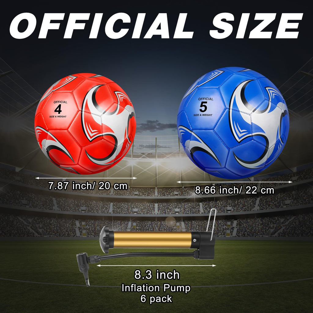 Glimin 6 Pcs Christian Charity Donation Supplies Deflated Soccer Ball Bulk with Pump Official Size Samaritan's Purse Operation Christmas Machine Stitched Ball(Size 5,Stylish)