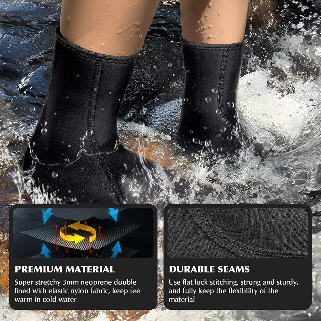 Neoprene socks, Water Socks 3 mm Diving Socks Booties for Outdoor Water Sports