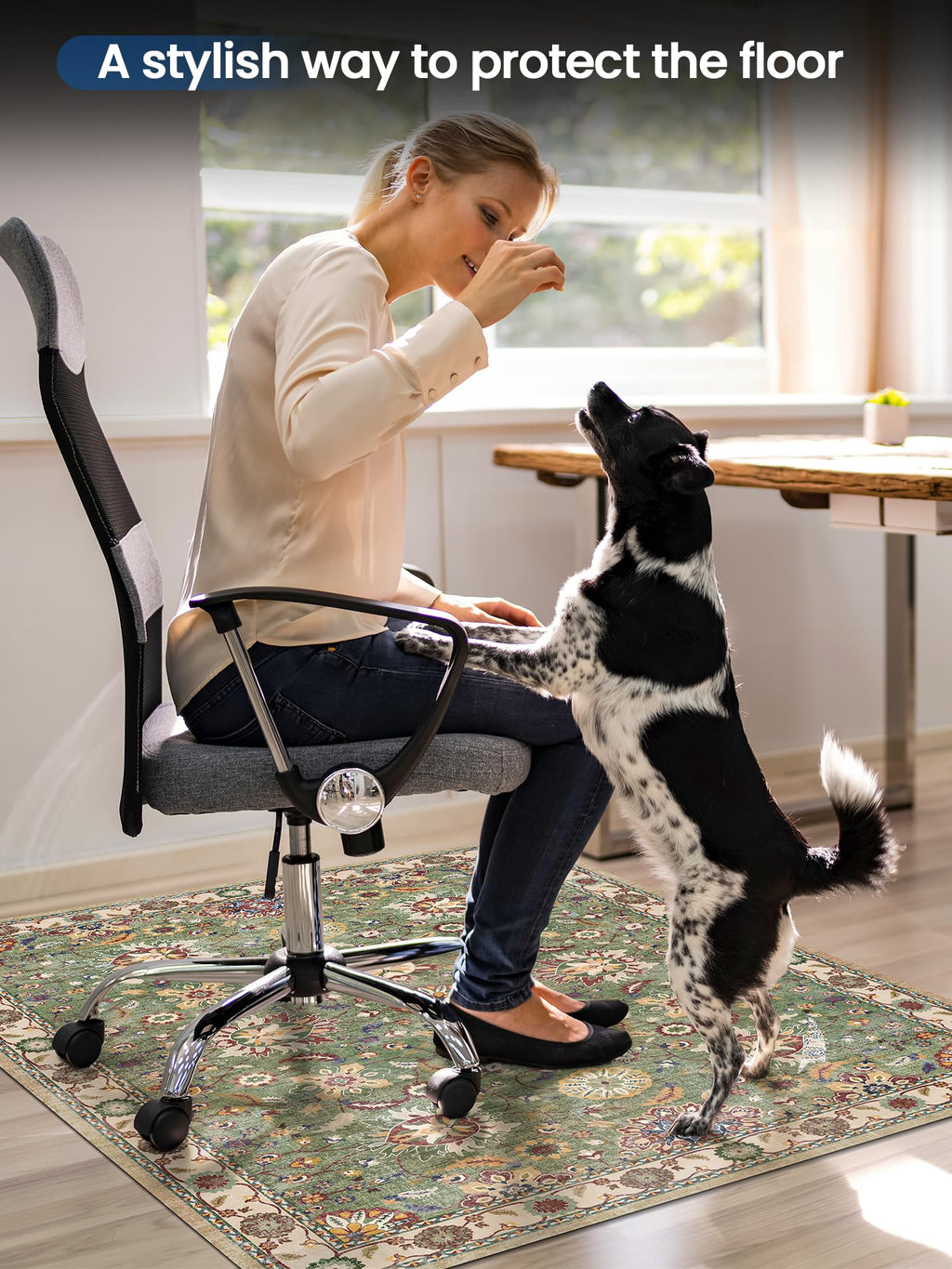 PROHALO Office Chair Mat for Hardwood Floor, 48"X 60" Desk Chair Mat for Hard Floors, Floor Mat for Office Chair，Under Desk Ofiice Rug for Rolling Computer Chair Gaming Chair-Green