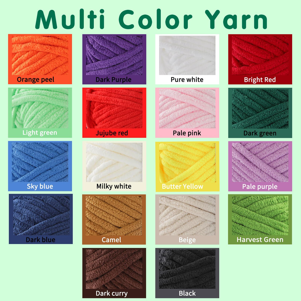 6 Super Bulky Velvet Chenille Yarn for Crocheting - 2 Skein of 200g/7 oz - Ultra Soft Heavy Weight Chunky Knitting Yarn for Baby Blankets, Amigurumi, Home Decor（Beige，2 Skein）
