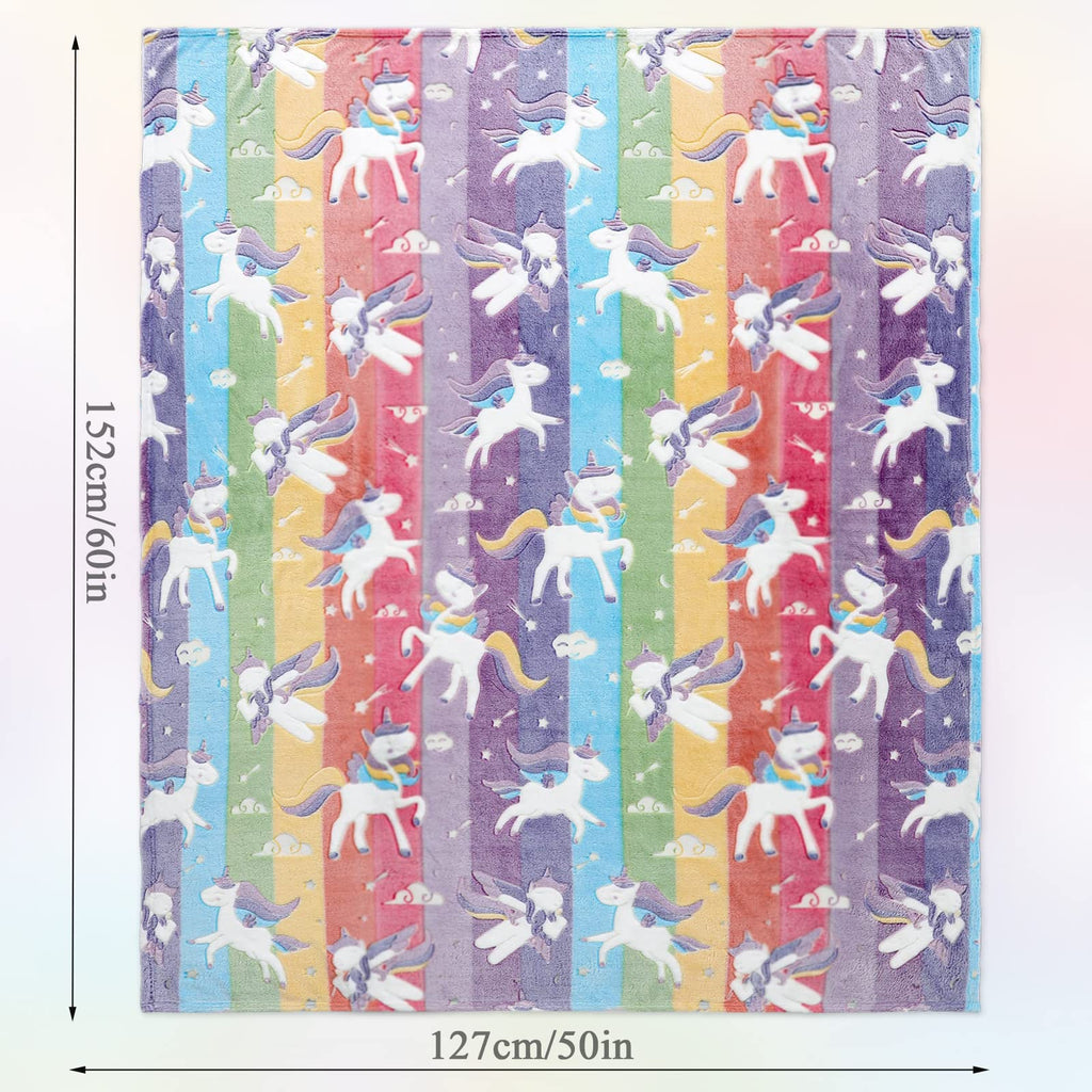 LIFEYJ Glow in The Dark Blanket Unicorns Gifts for Girls, Soft Blanket 3 4 5 6 7 8 9 10 Year Old Girl Gifts, Toddler Girls Toys Age 6-8, Gifts for Girl for Christmas Birthday Gifts Presents, 50"x60"