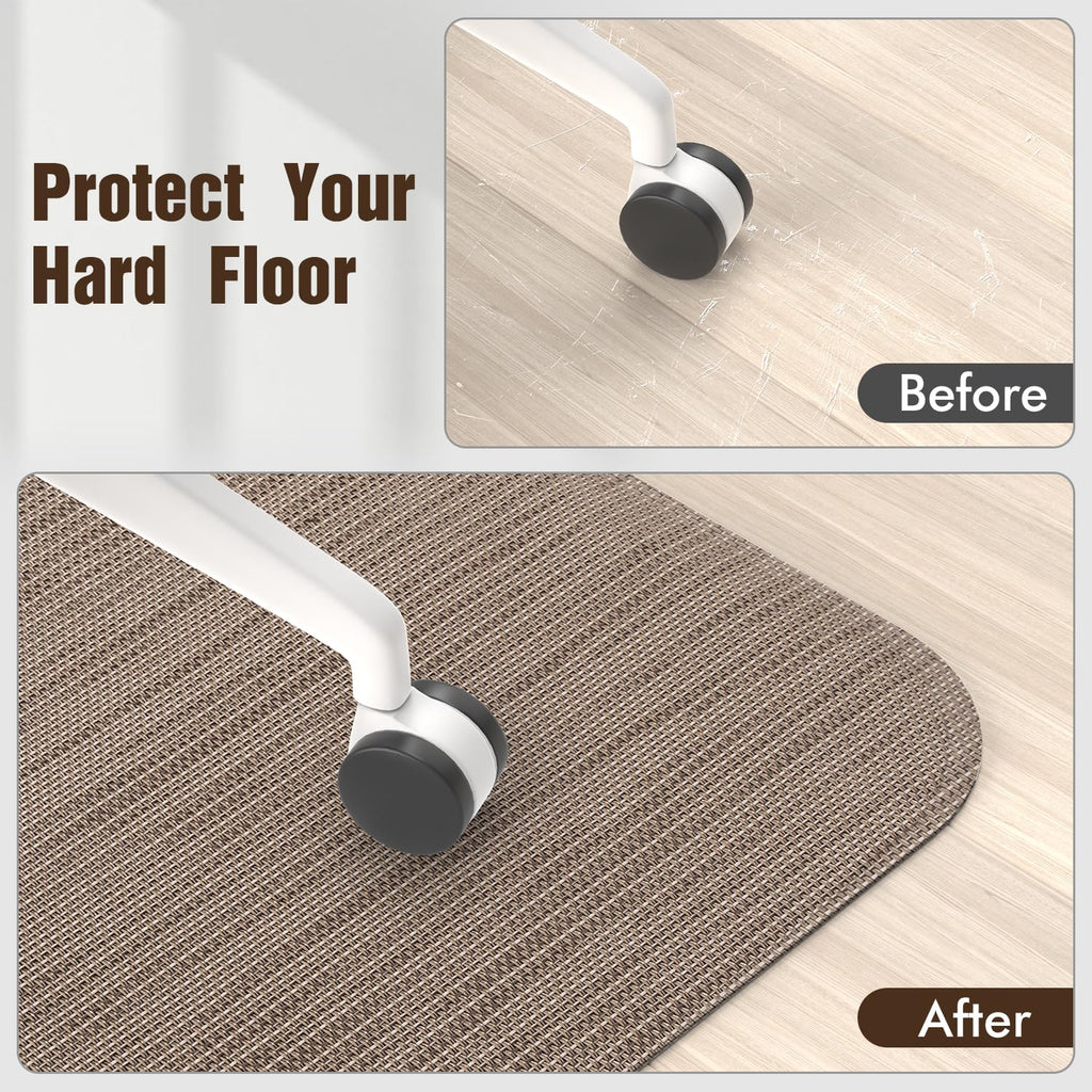 Blvornl Office Chair Mat for Hardwood Floor and Low Pile Carpet, 45"x 53" Desk Chair Mat for Hard Wood, Anti-Slip Hard Floor Protector Rolling Chair Mat, PVC Mat Desk Rug for Home, Dark Brown