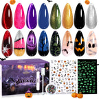 Beetles Gel Nail Polish Set – Wicked Mystic 8 Colors Gel Polish Kit, Gold Silver Black Green Blue Cat Eye Purple Red Glitter with Nail Art Accessories UV LED Soak Off Manicure Gift for Women