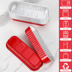 EgticHome Mini Loaf Pans with Lids and Spoons (100 Pack, Red, 6.8oz) Rectangular Aluminum Foil Baking Pans