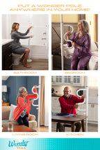 Stander Wonder Pole, Security Pole and Curve Grab Bar, Tension Mounted Floor to Ceiling Transfer Pole for Seniors, Elderly Adults, Bathroom Safety Assist and Stability Rail, Black