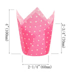 QLSmypkg Large Muffin Greaseproof paper Baking cupcake cups, 2-1/4" x 4" Pink printed with Polka Dot Tulip Baking Cup(Large) (125pcs)