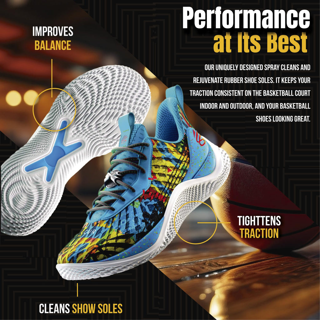 Performance Grip Spray for Basketball Shoes Shoe Sole Protector Improves Traction, Cleans & Rejuvenates Shoe Soles Shoe Protector Spray for Sport Shoes Basketball Accessories (2 Pack)