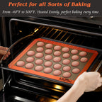 MMmat Silicone Baking Mat - Best German Silicone - Non Slip Silicone Baking Sheet, Non Stick Reusable Silicone Mats For Baking, Oven Liner, Counter Mat, 2 Half Sheets Macaron Baking Mats