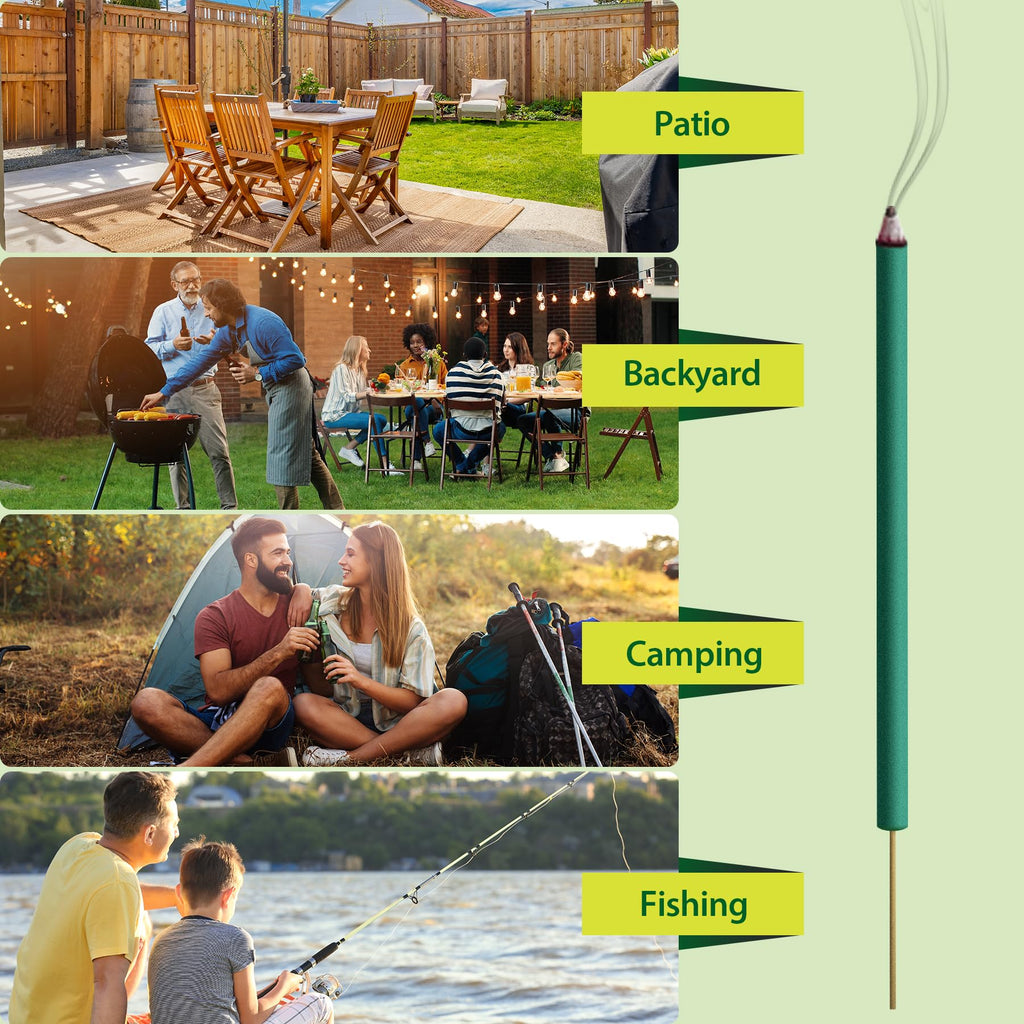 KICKOUTOR Mosquito Repellent Outdoor Patio 12 PCS Natural Citronella Mosquito Incense Sticks DEET Free Mosquito Barrier Repeller for Backyard Travel Camping Indoor Bug Gnat Mosquito Control