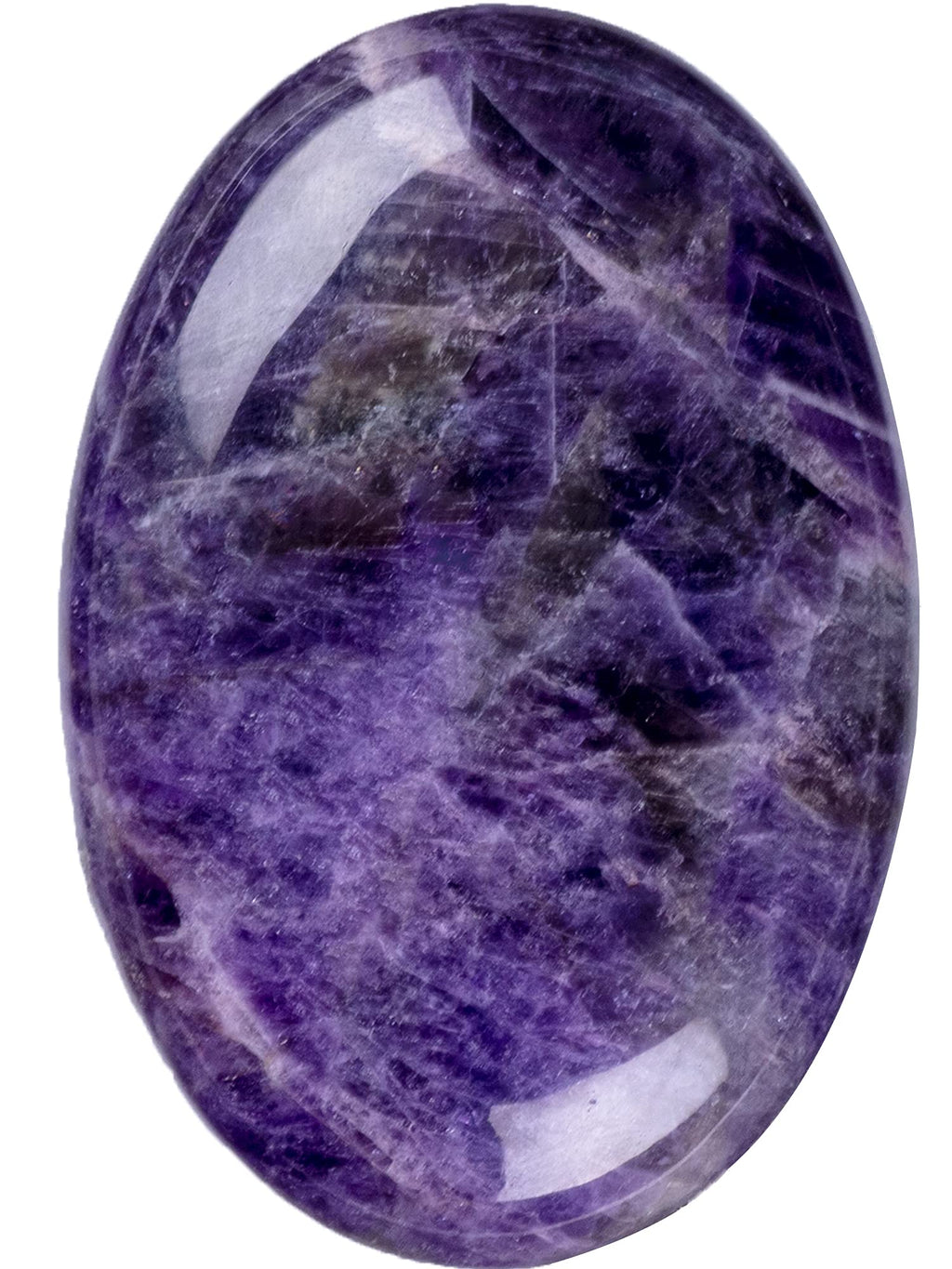 UFEEL Amethyst Palm Stone Crystal - Natural Chakra Therapy Polished Healing Crystal Oval Pocket Gemstone for Anxiety Stress Relief