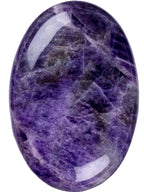 UFEEL Amethyst Palm Stone Crystal - Natural Chakra Therapy Polished Healing Crystal Oval Pocket Gemstone for Anxiety Stress Relief