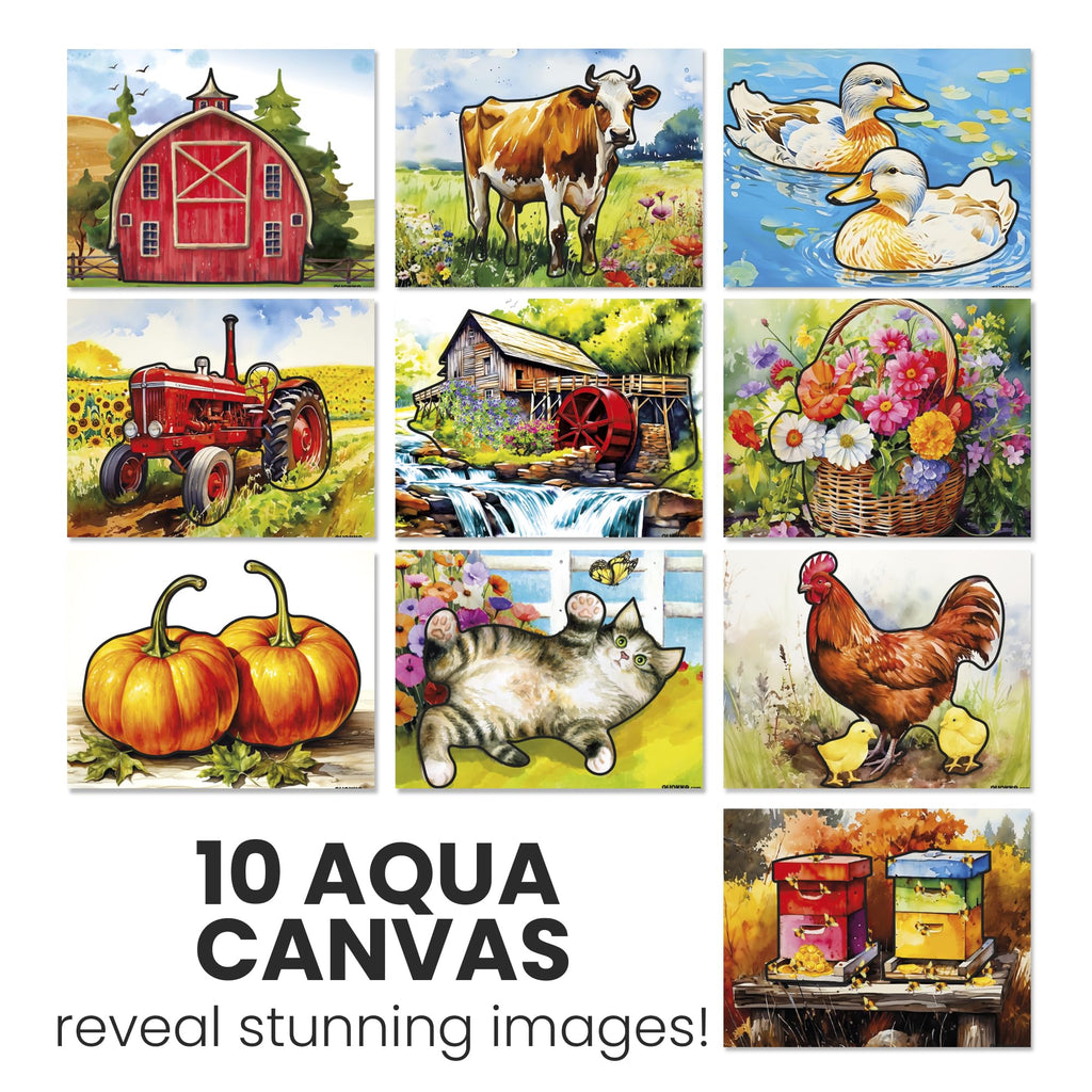 QUOKKA 10PACK Water Painting Dementia Activities for Seniors - Farm Memories - Alzheimers Products for Elderly - Activities for People with Dementia - Crafts for Seniors