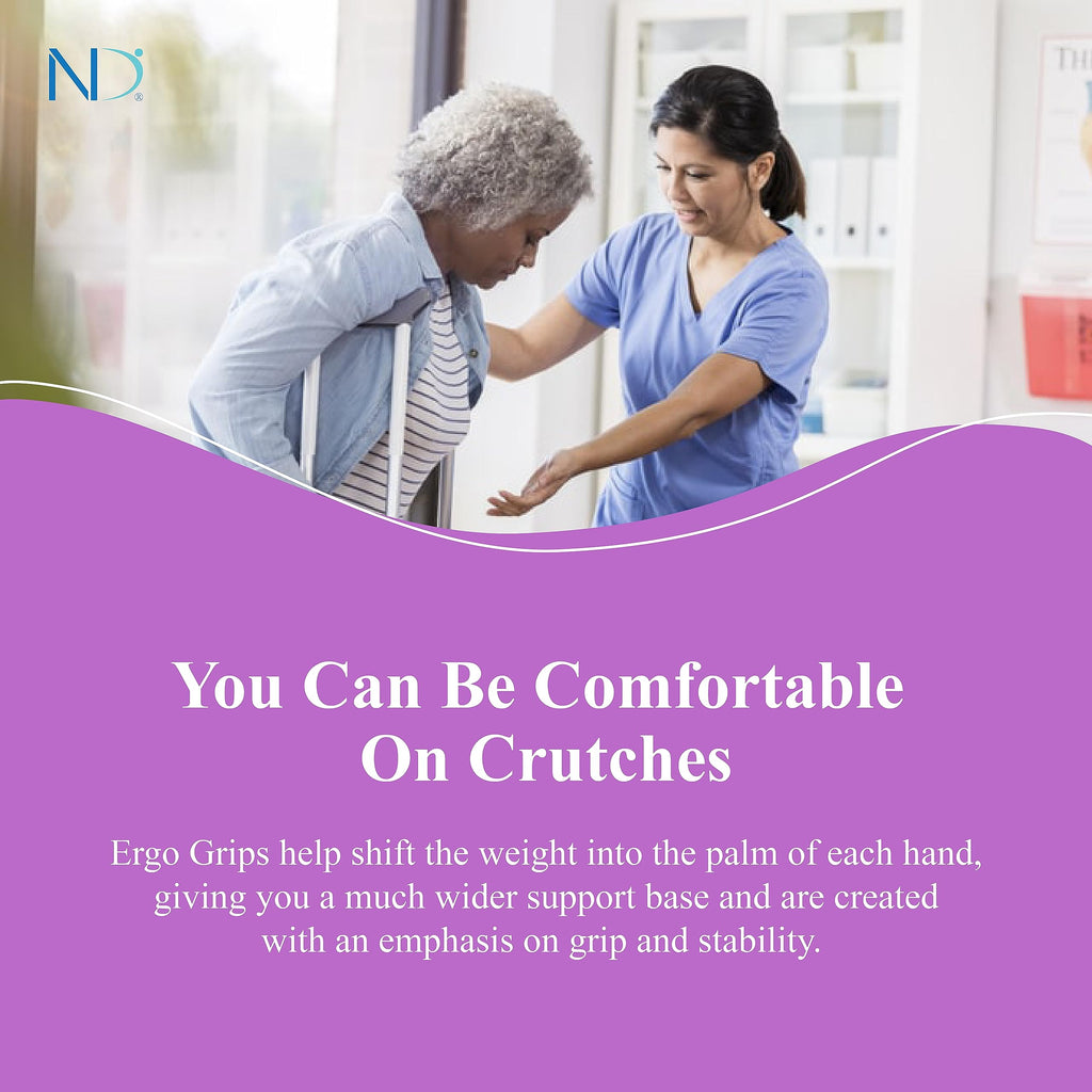 Ergo Grip Crutch Pads - Ergonomic Crutch Grips - Reduces Pressure On Wrists - Replacement Crutch Handle Grip - No Assembly Required - Fits All Under Arm Crutches