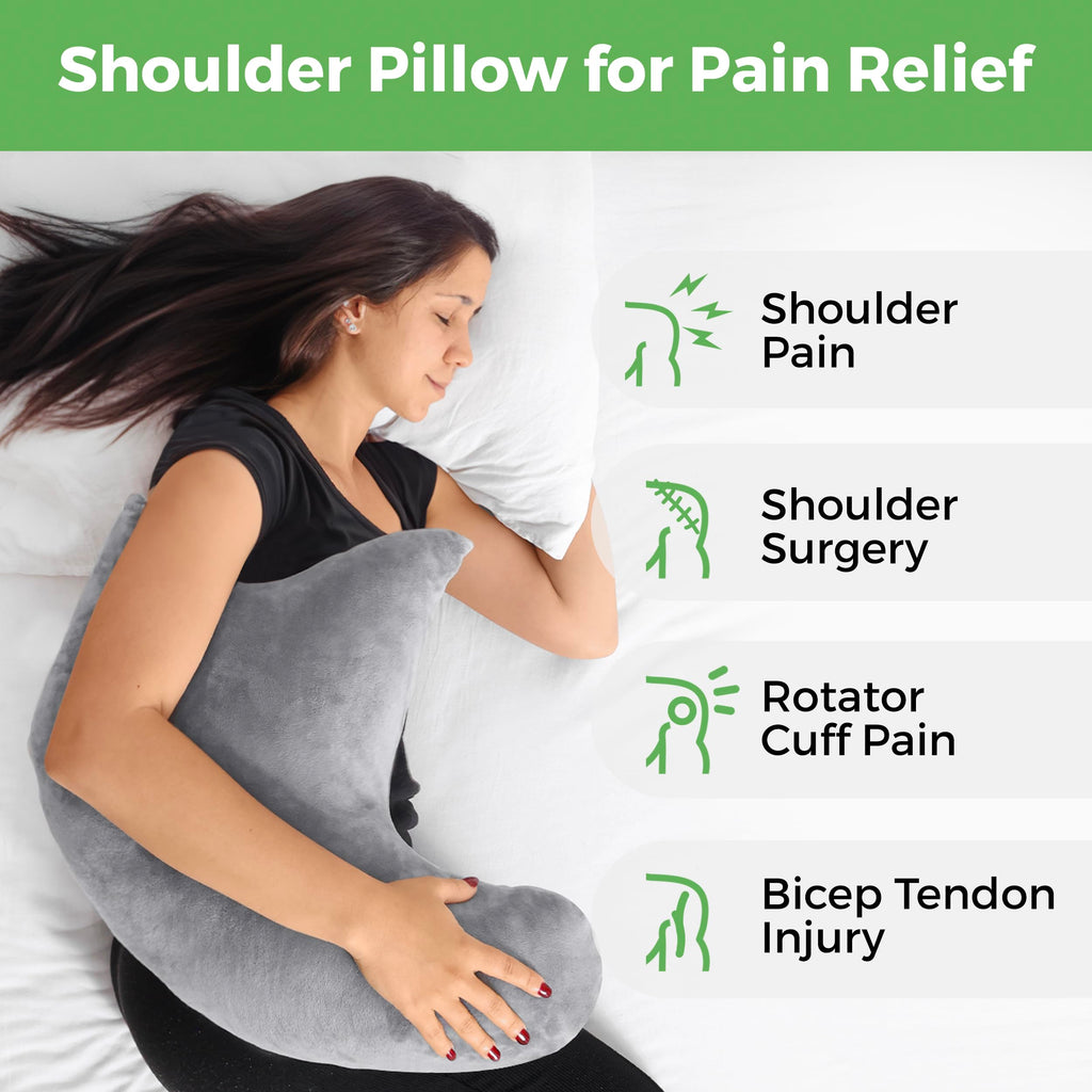 AbleUplift Rotator Cuff Pillow, Soft Comfortable Shoulder Pillow for Surgery, Ergonomic Shoulder Support Pillow with Double Zipper Cover, Machine Washable, Gray