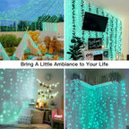 suddus Curtain Lights for Christmas, 200 Led 6.5ft x 6.5ft Hanging String Lights Outdoor, Fairy Curtain Lights for Backdrop, Window, Wall, Party, Garden, Bedroom, Brithday Decorations, Teal