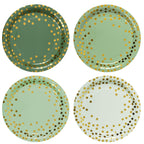 AimFun Sage Green Paper Plates Gradient Green and Gold Party Plates Disposable 9 Inch Bridal Baby Shower Round Dinner Plates for Birthday Wedding Party Supplies (48, Sage Green)