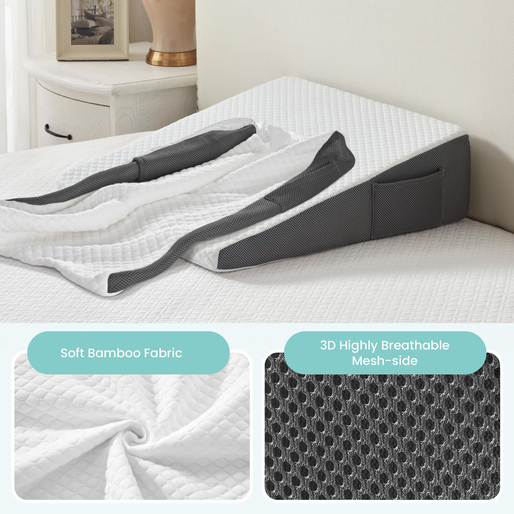 Wedge Pillow Cover Fitted 7.5" Bed Wedge 24" W x 24" L x 7.5" H, Soft Machine Washable Wedge Pillow Case, Only One Cover
