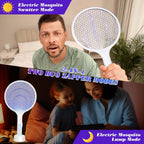 Qualirey 2 Pcs Electric Fly Swatter Racket 3000V 2 in 1 Bug Zapper Racket USB Rechargeable, Powerful Mosquitoes Trap Lamp and Fly Killer with 3 Layer Safety Mesh for Indoor Outdoor (White,Round)