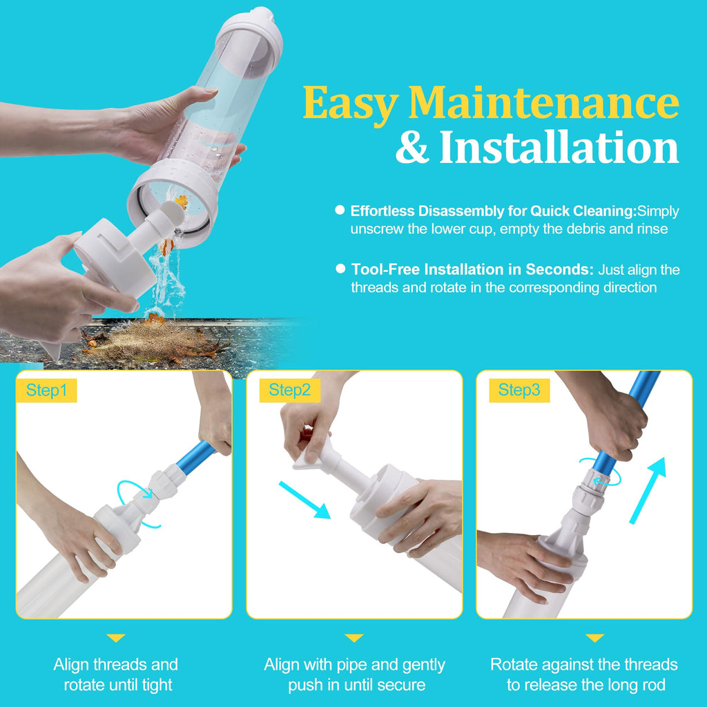 Spa Vacuum Compatible with 6250 Paradise Power, No Pumping, No Batteries or Electricity, Powered by Water Pressure, Cordless Hot Tub Vac Cleaner Picks up Pebbles, Sand&Debris, with Telescopic Handle