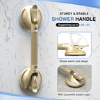 DAILYLIFE Shower Grab Bar for Bathtubs and Showers, 21 inch Heavy Duty Shower Handle with Strong Suction Cup Grab Bars, Safety Shower Handrails for Seniors and Elderly, Gold