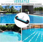 Swimming Pool Brush Head with Round Ends,17.5" Heavy Duty Aluminum Back Head for Cleans Walls, Tiles & Floors, 7 Rows Premium Nylon Bristles with EZ Clips (Blue Black)