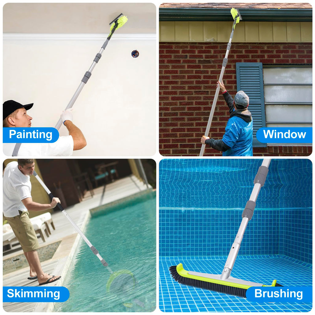 Sepetrel Pool Pole-Upgraded Professional 15 Foot Telescoping Swimming Pool Pole with Threaded Tips,Adjustable Telescopic Poles,for Skimmer Net,Brush,Vacuum Head