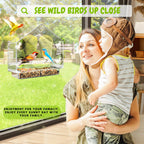 Window Bird Feeder with 4 Super Strong Suction Cups for Cat Elderly Kids,Large Clear Bird House with Detachable Seed Tray&Drainage Holes,Bird Feeder Window for Outside Viewing Wild Birdsy.