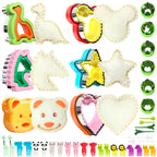 Sandwich Cutters for Kids Lunch,Sandwich Cutter and Sealer,Sandwich Cutter Set,Kids Lunch Accessories-Vegetable Fruit Cutter Set,Micky Mouse,Dinosaur,Star,Gingerbread Man Shapes (38PCS)