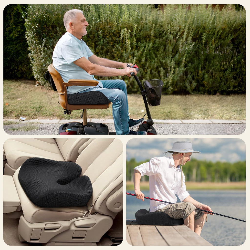 Benazcap Seat Cushion, Memory Foam Cushion for Office Chair - Ergonomic Chair Cushions for Tailbone Pain Relief, Sciatica & Back Support with Breathable Case, Office Chair Cushion & Car Seat Cushion