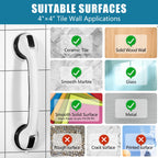 Grab Bars for Bathtubs and Showers, 16 Inch Shower Handle Heavy Duty Suction Cup Grab Bars for Shower Chair, Bathroom Safety Bar for Elderly (Black 2 Pack)