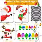 44PCS Christmas Car Refrigerator Decorations - Reflective Bulb Light Santa Reindeer Tree Snowman Magnet Accessories Set Xmas Holiday Cute Decor
