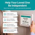 American Lifetime 【New 2024 Dementia Clock Large Digital Clock for Seniors, Digital Clock Large Display with Custom Alarms, Clock with Day & Date for Elderly, Large Number Digital Clock Premium White