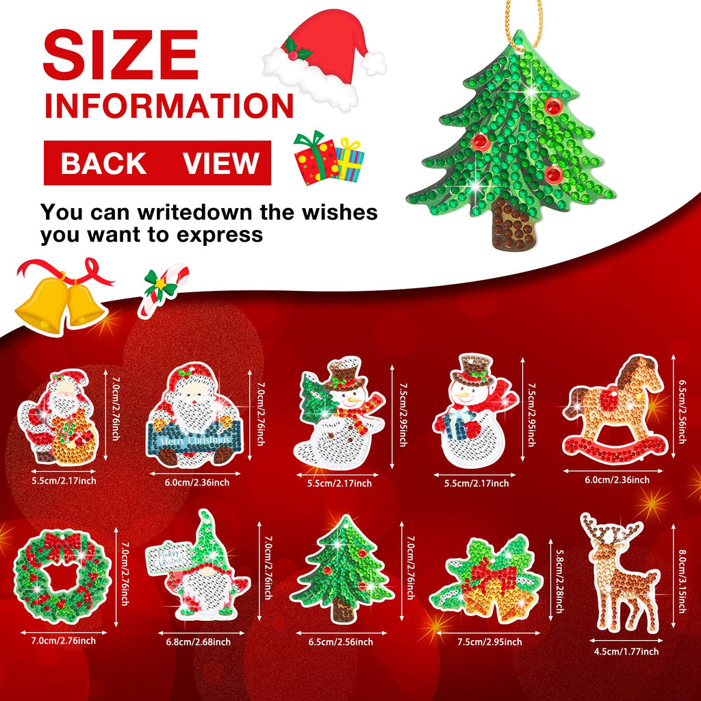 Jetec 20 Pcs Christmas DIY Diamond Key Chain Ornaments Diamond Painting Keychain for Christmas Party Decoration (Cute Style)