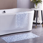 Webos Bath Shower Mat Non Slip: Extra Large Pebble Bathtub mat for Kids, Elderly, Anti Slip Shower Matt with Drain Holes Suction Cups Tub Mat - 16 X 40 Inch Clear