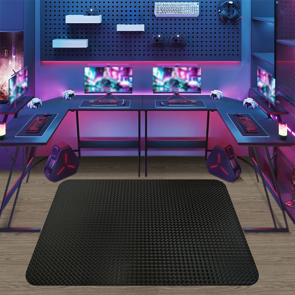 Vicwe Gaming Chair Mat for Hardwood Floor, 63"×51" Large Office Chair Mat, PVC Computer Chair Mat, Easy Glide, Floor Protector for Rolling Chair-Black