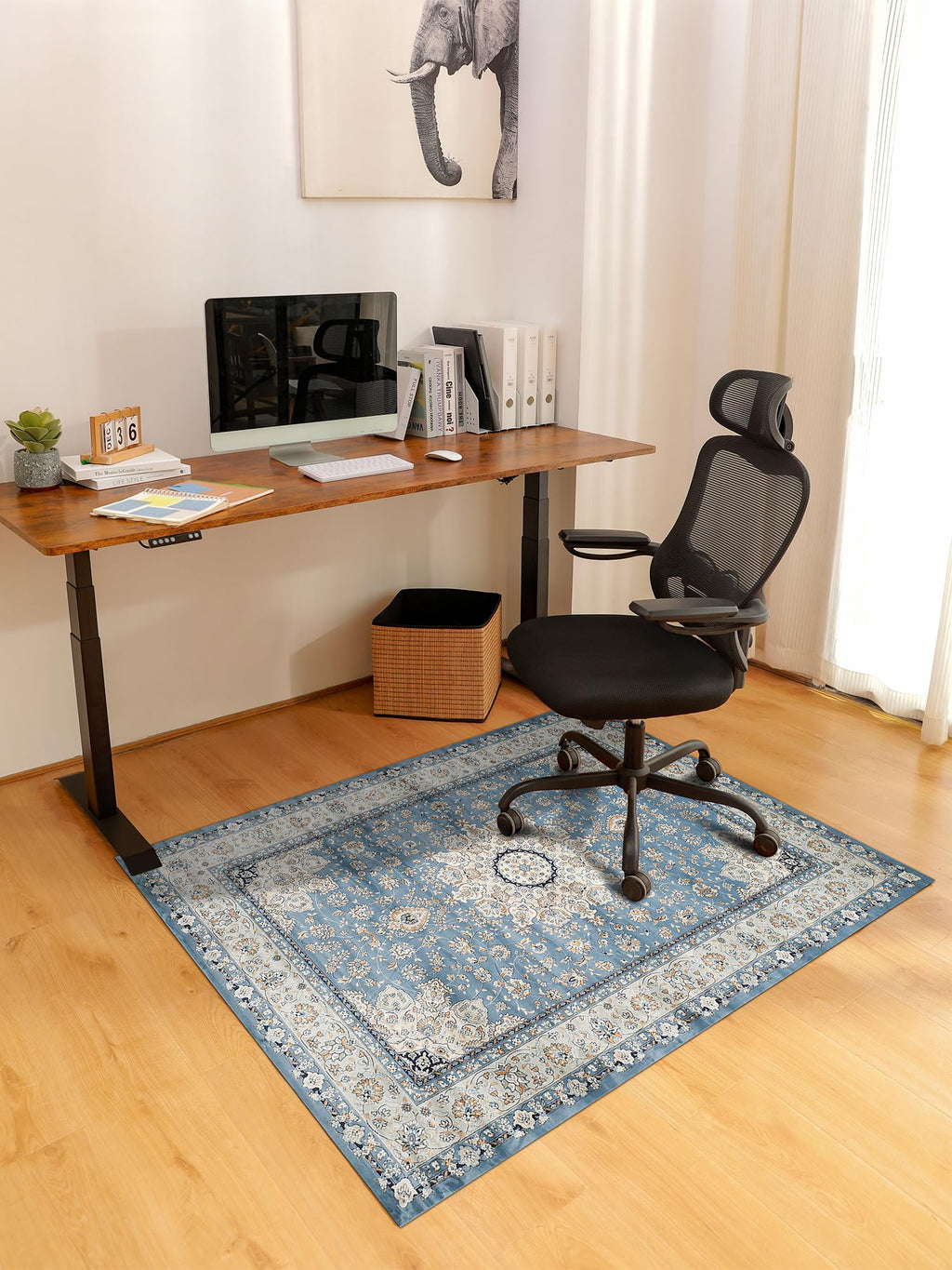 Office Chair Mat for Hardwood Floor, 36"X 48" Desk Rug for Rolling Chair on Hardwood, Under Desk mats, Office Carpet Floor Protector Mat for Computer Gaming Chairs, Machine Washable Area Rug -Teal