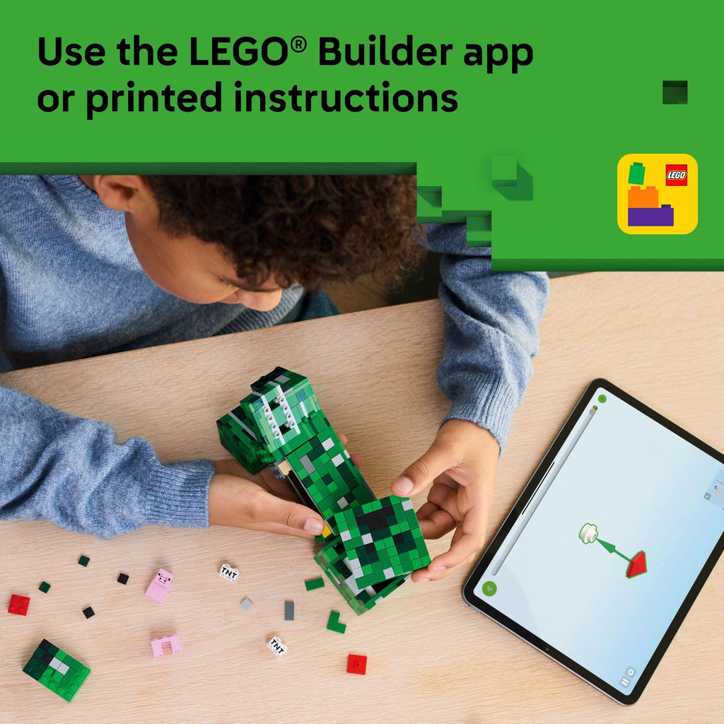 LEGO Minecraft The Creeper Kids Building Toy - Minecraft Toy for Boys & Girls, Ages 10+ - Room Decor for Gamers -W/ 1st Version Minifigure - Gift for Christmas - 21276