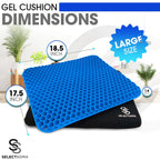 SelectSoma Large Gel Seat Cushion for Desk Chair - Pressure Relief for Back, Sciatica, Coccyx, and Tailbone Pain While Long Sitting – Wheelchair Cushion – Car and Truck Chair Pad
