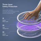 Electric Fly Swatter Racket, Mosiller 4000V 2 in 1 Bug Zapper with USB Rechargeable Base, Powerful Mosquitoes Trap Lamp & Fly Killer with 3 Layer Safety Mesh for Home, Bedroom, Kitchen, Patio (1 Pack)