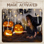 JOIONE Floating Candles with Wand, 20 Pack Halloween Flameless Candles Magic Hanging Taper Candles with 2 Wand Remotes, Battery Operated Candles for Halloween Christmas Birthday Party Decor White