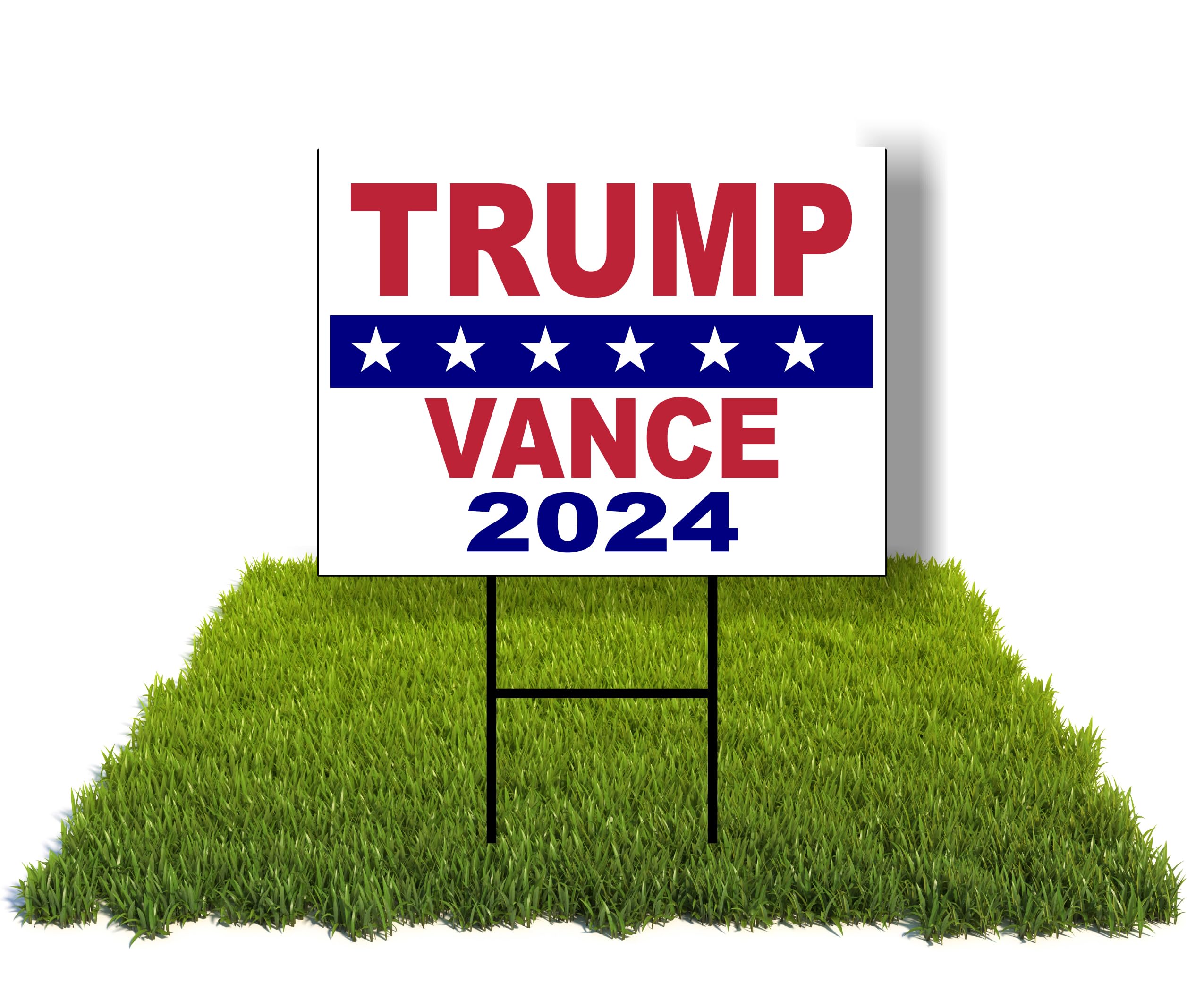ECO Trump Vance 2024 Stars JD Donald 1 Double Sided 12x16 in Yard Road Sign w/Stand