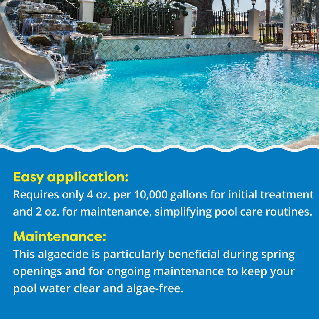 In The Swim Super Algaecide for Above Ground or Inground Swimming Pools – Low Odor, Non-Foaming Preventative for Yellow/Mustard Algae in Swimming Pools - 7.1% Chelated Copper – 1 Gallon