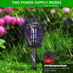 2024 Upgraded Solar Bug Zapper Outdoor, Mosquito Zapper Outdoor UV Bug Lights Mosquito Killer Mosquito Repellent for Outdoor Use Garden Pathway Patio,2 Pack