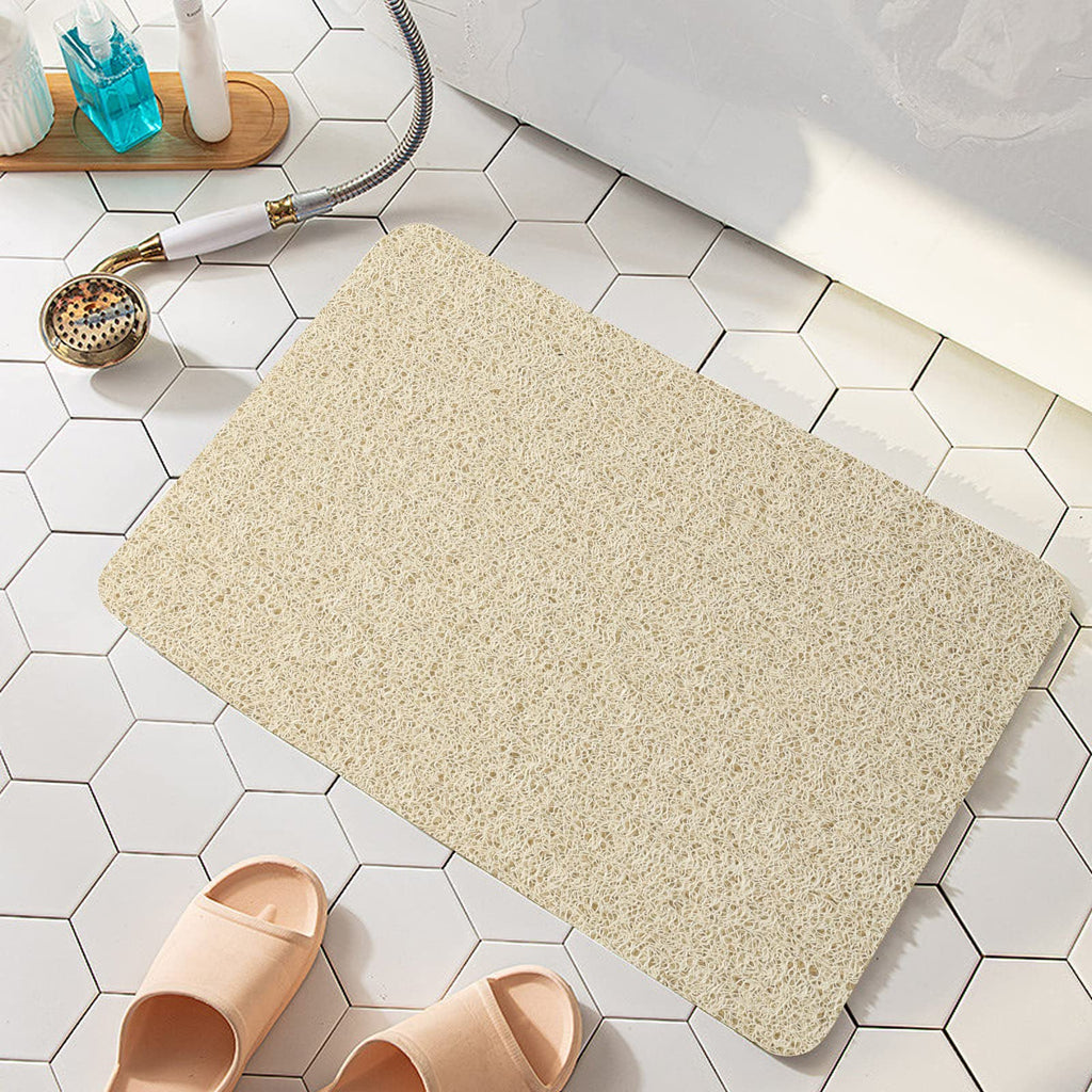 Joyhalo Shower Mats for Showers Anti Slip for Elderly, 17'' x 24'' Non Slip Bath Mat for Inside Shower, Bath Tub Mats for Bathroom Non Slip for Shower, PVC Loofah Bathroom Mats, Beige