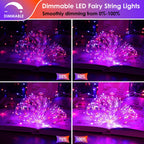 Mlambert 3 Pack 33FT Fairy Lights Battery Operated with Remote and Timer, Dimmable Waterproof 8 Modes Lights for Halloween Christmas-Orange/Purple