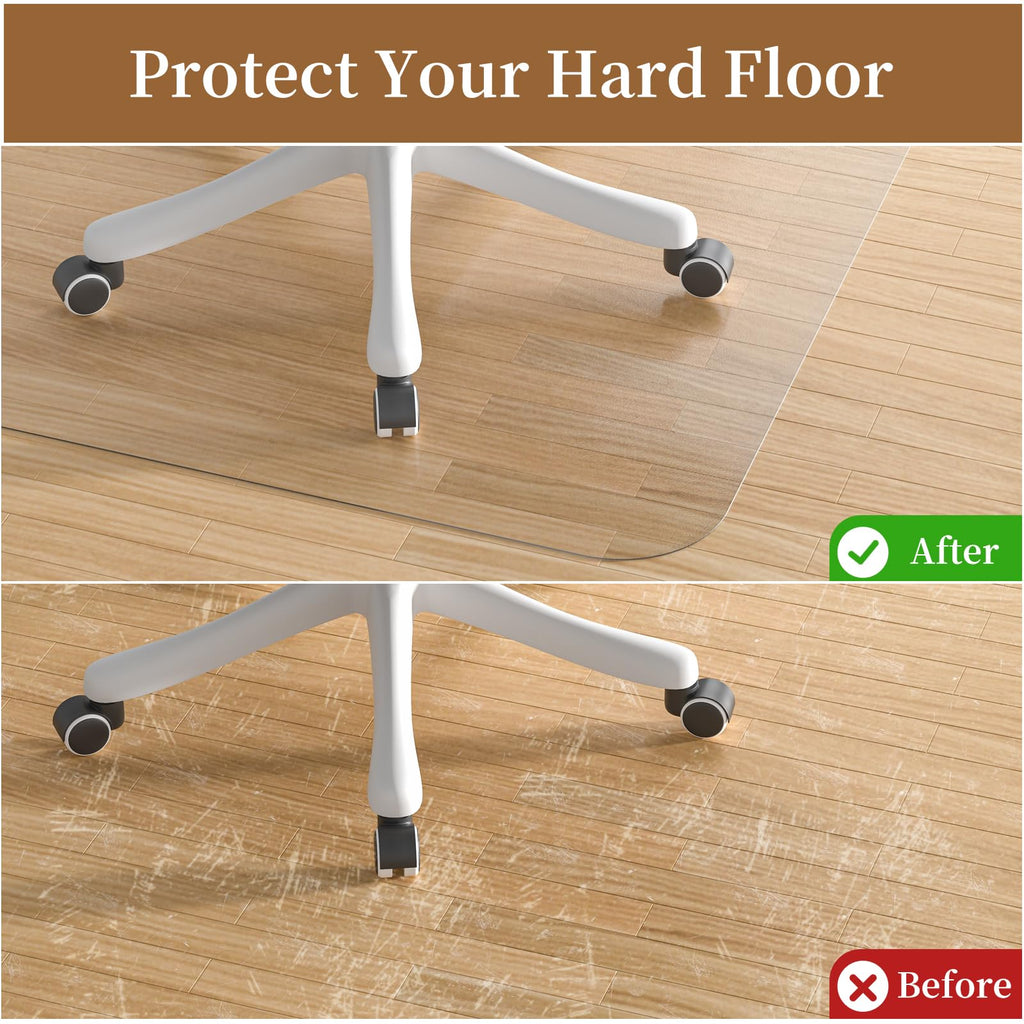 MESHDO Office Chair Mat for Hardwood Floor, 30" X 48" Desk Chair Mat for Hard Floors, PVC Clear Floor Protector for Home and Office Floor Mat - Can't be Used on Carpet