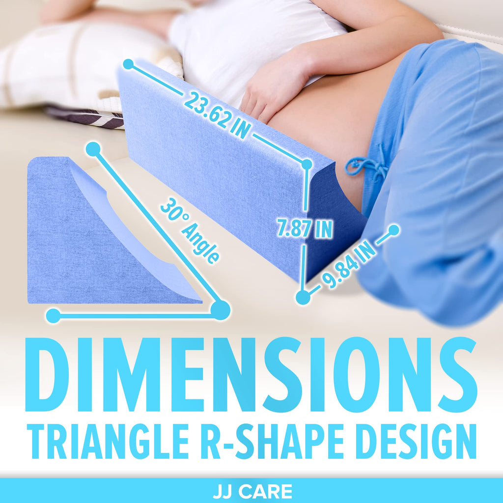 JJ CARE Bed Wedges & Body Positioners - 23.6 Inch, 30 Degree Curved Body Positioning Wedge Pillow for Side Sleeping, Foam Wedge Pillow for Bed Ridden with Pillow Case