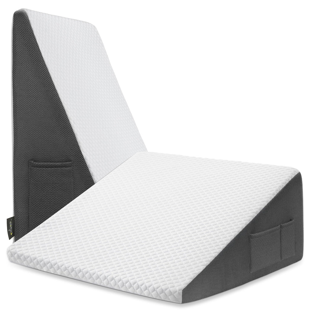 Cozymaker 12" Bed Wedge Pillow for Sleeping After Surgery, Back Support, Leg Elevation, Gerd Acid Reflux, Relief Neck Pain, Sleep Apnea, Snoring, Cooling Memory Foam Triangle Incline Wedge