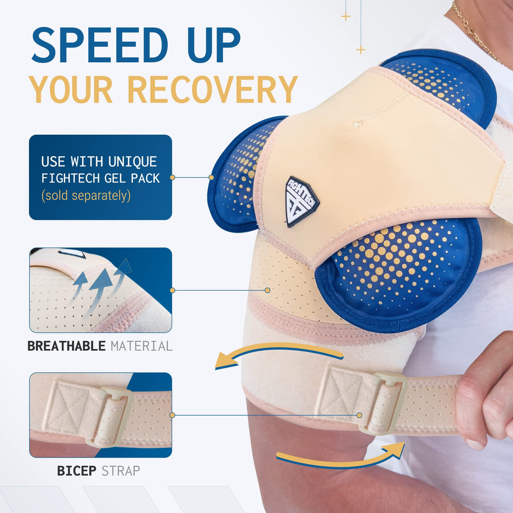 Shoulder Brace - Support & Injury Prevention Brace- Joint Pain Releaser- Shoulder Compression Wrap Strap - Adjustable Injury Accessories for Shoulders - Premium Quality Strap by FIGHTECH (Pink, L-XL)